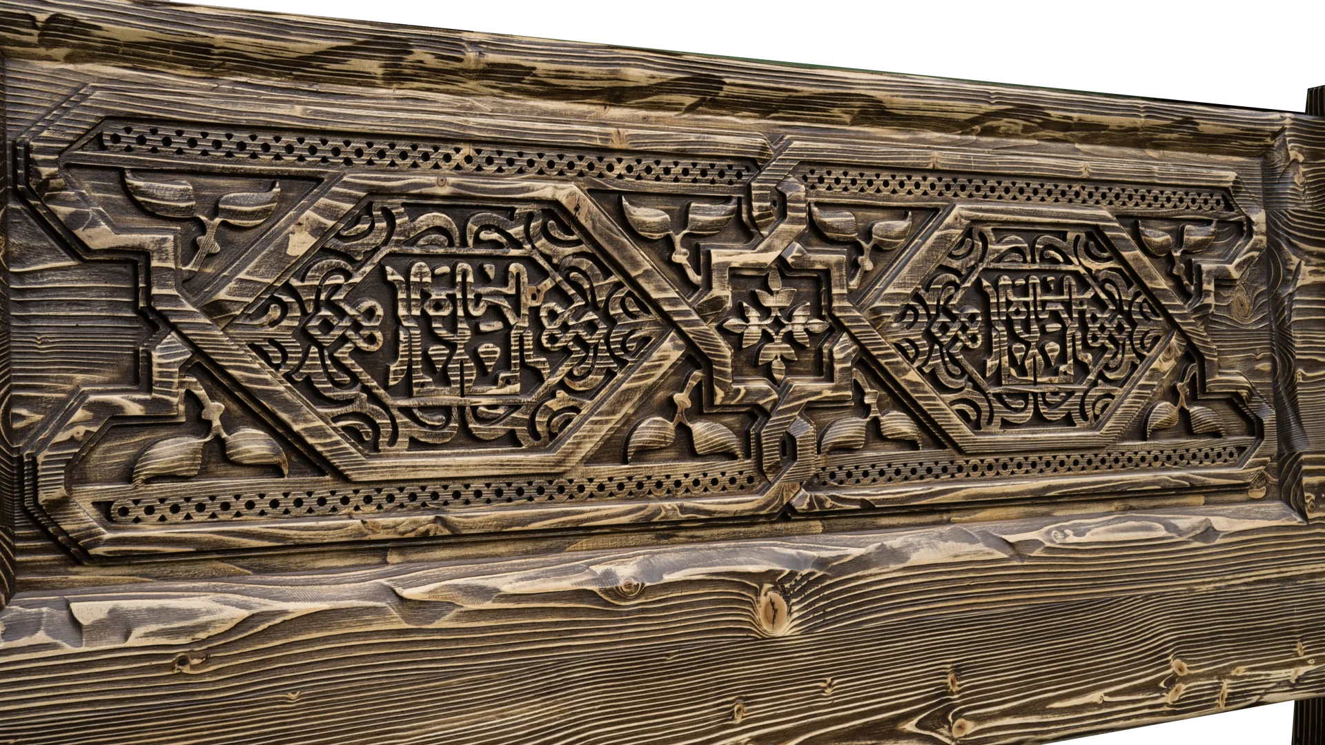 Solid-wood 3D CNC carving detail