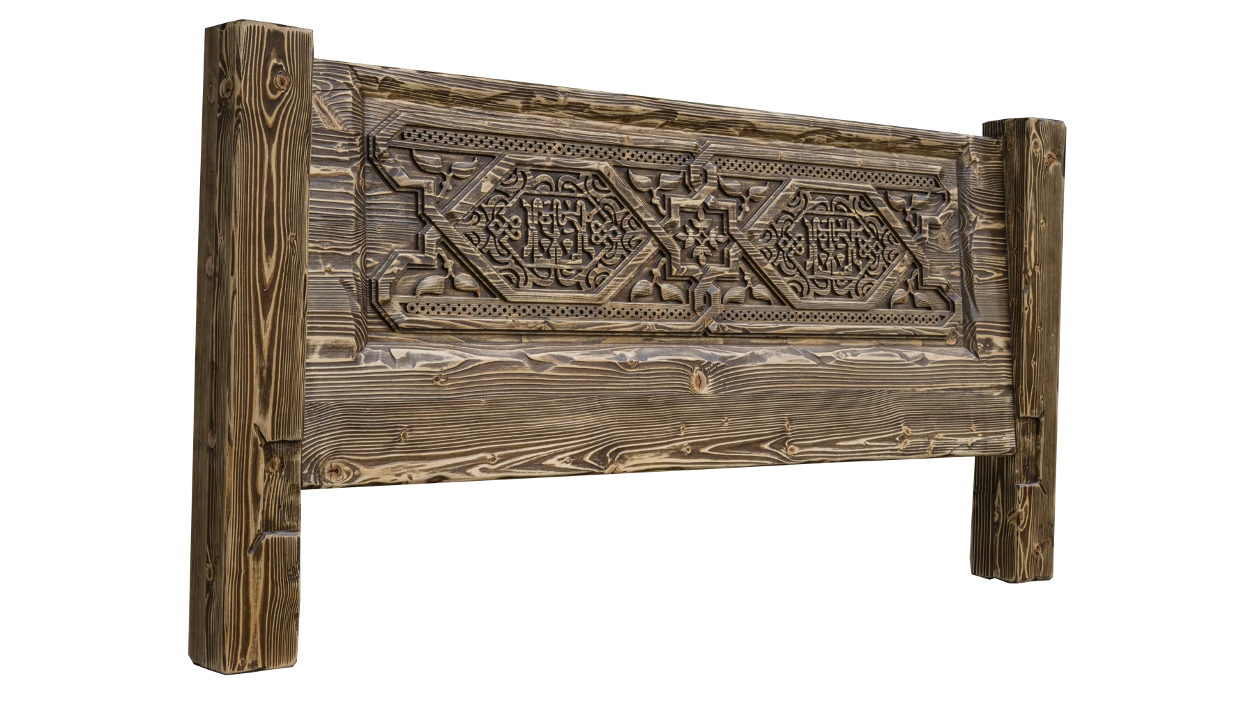 Carved solid-wood bed