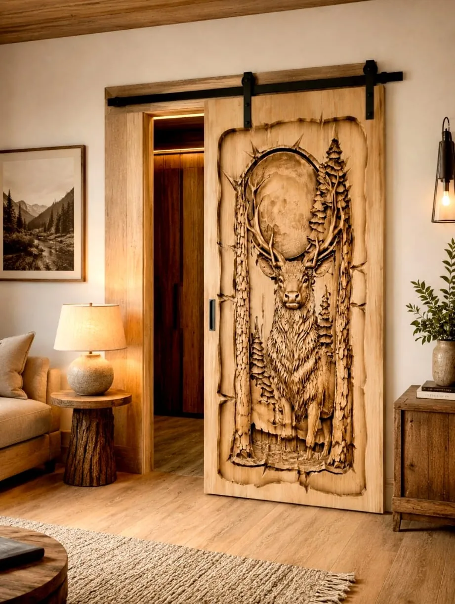 Carved solid-wood door