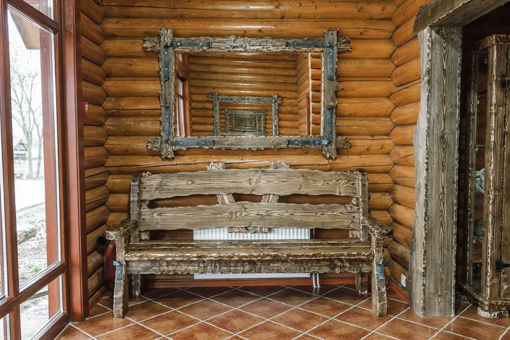 Carved wood interior