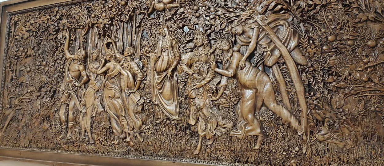 Carved wood wall art