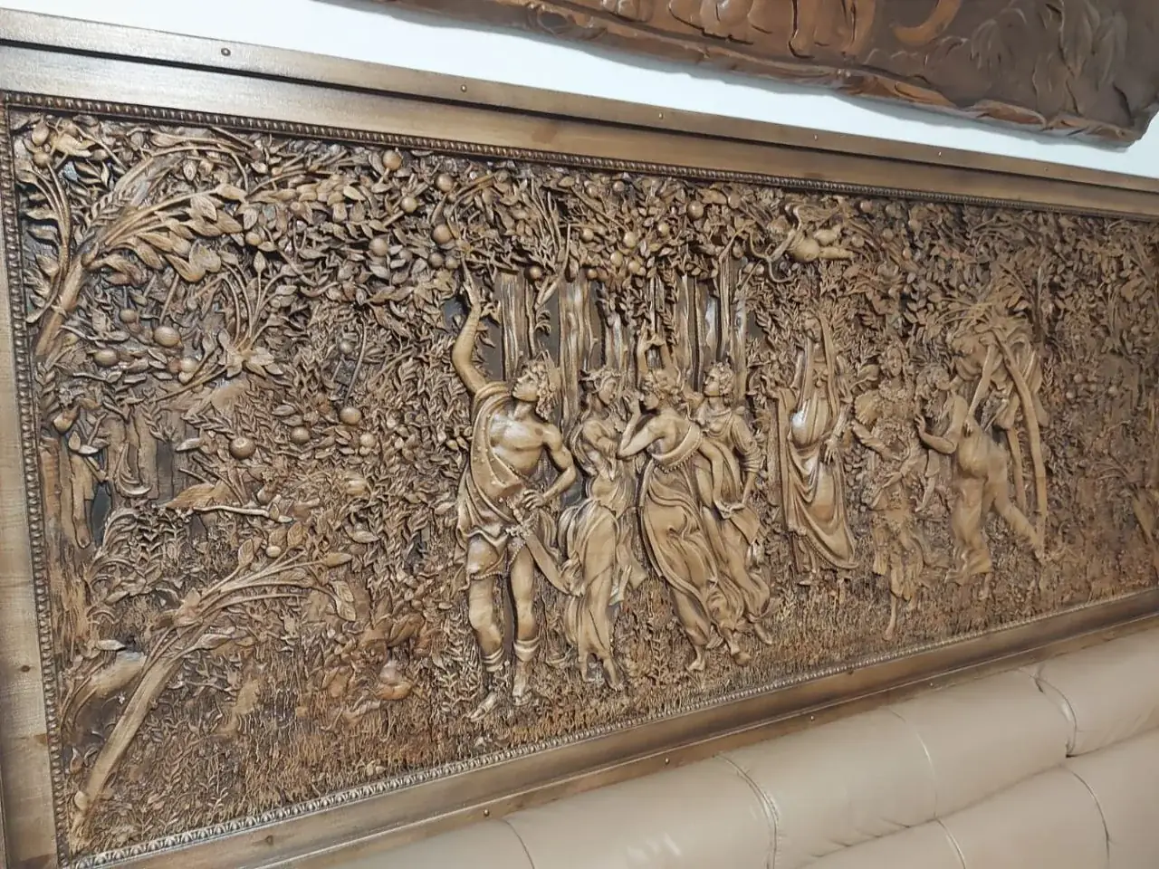 Village Festival Relief — carved solid-wood wall art, in stock
