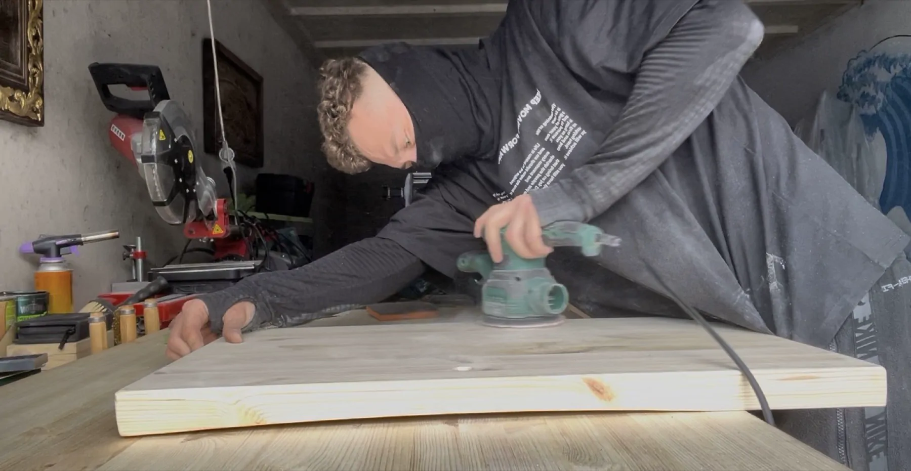 Sanding a solid wood board
